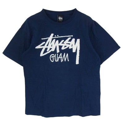 STUSSY ステューシー Tシャツ GUAM グアム 店舗限定 ロゴプリント Tシャツ 半袖 カットソー ネイビー系 M【中古】
