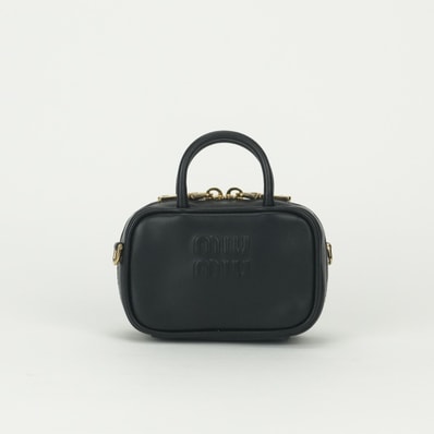 ミュウミュウ MIUMIU ボー ミュウミュウ ボー バッグ トートバッグ ショルダーバッグ ブラック BLACK 黒 ゴールド金具 ハンドバッグ ミニバッグ マイクロバッグ バッグチャーム