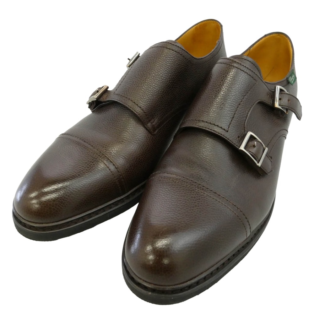 Paraboot パラブーツ 165933 POE GALAXY ポー レザー ダブル モンクストラップ ビジネス シューズ ブラウン系 9.5【新古品】【未使用】【中古】