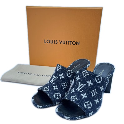 LOUIS VUITTON ルイヴィトン シルエットラインミュール サンダル 39 デニム ネイビー