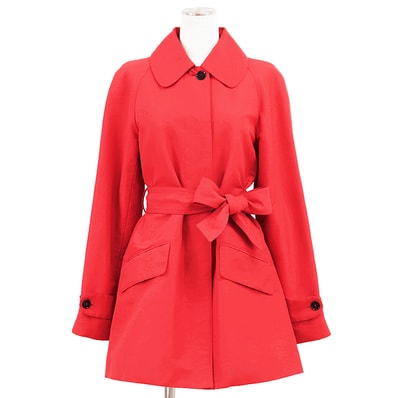 【SALE】DOLCE&GABBANA ドルチェアンドガッバーナ コート バルマカーン ベルテッドステンカラー サイズ 38 レディース コットン/ナイロンギャバジン フライフロント 比翼仕立て ドットライニング 背抜き アウター レッド 赤 イタリア製