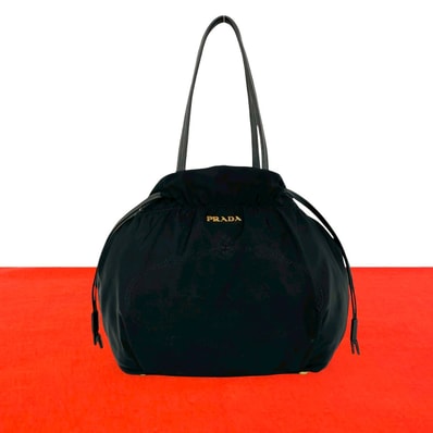 PRADA プラダ ロゴ 金具 ナイロン レザー トートバッグ ブラック
07975