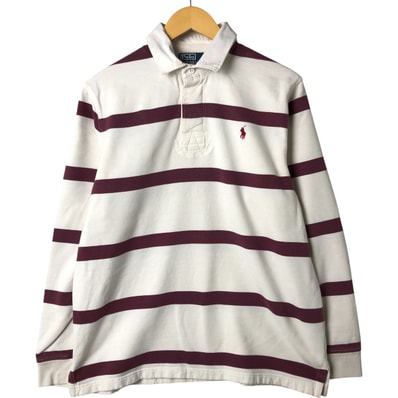 古着 ラルフローレン Ralph Lauren POLO by Ralph Lauren ボーダー柄 長袖 ラガーシャツ メンズL相当/eaa547922