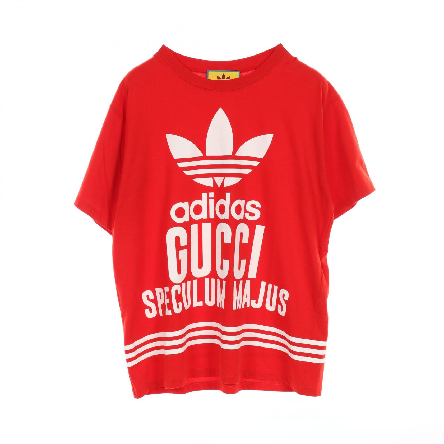 グッチ GUCCI GUCCI × adidas speculum majus カットソー 衣料品 トップス コットン メンズ レッド系 / ホワイト系 【中古】
