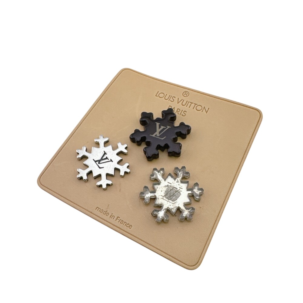 ルイヴィトン LOUIS VUITTON ブローチ スノーフレーク キット ピンズ エトワール デ ネイジ プッシュピン 3点セット 雪の結晶 M65390 ブラック