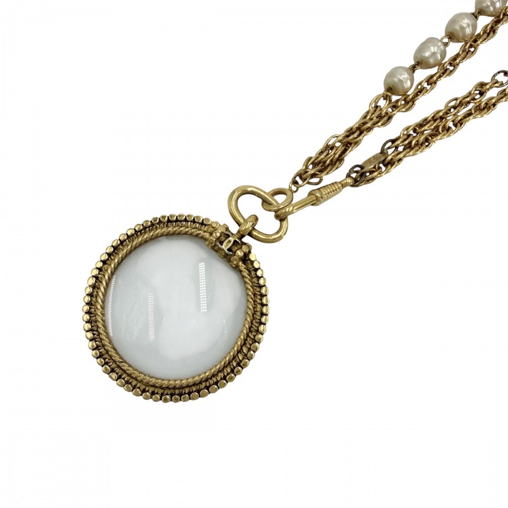 CHANEL シャネル ネックレス ロングネックレス ペンダント ルーペ ココマーク ヴィンテージ アクセサリー GP  フェイクパール   レディース 約117.2g 1984年【中古品】