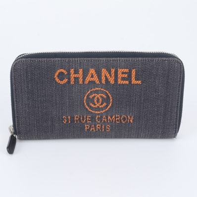 ■極美品 シャネル ドーヴィル デニム長財布 レザー×キャンバス