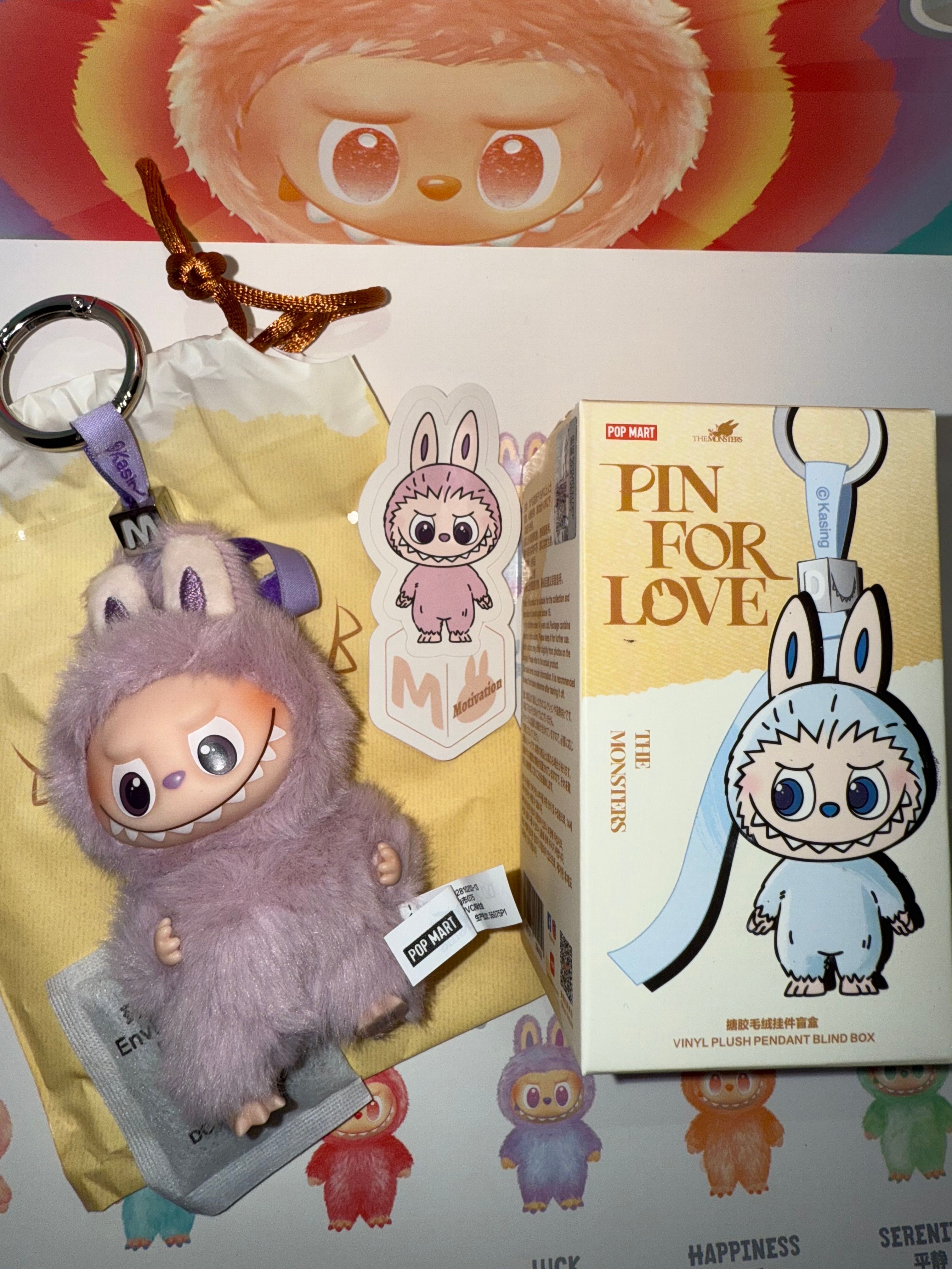 POP MART THE MONSTERS (LABUBU) Pin for Love Series-Vinyl Plush Pendant (A-M) M