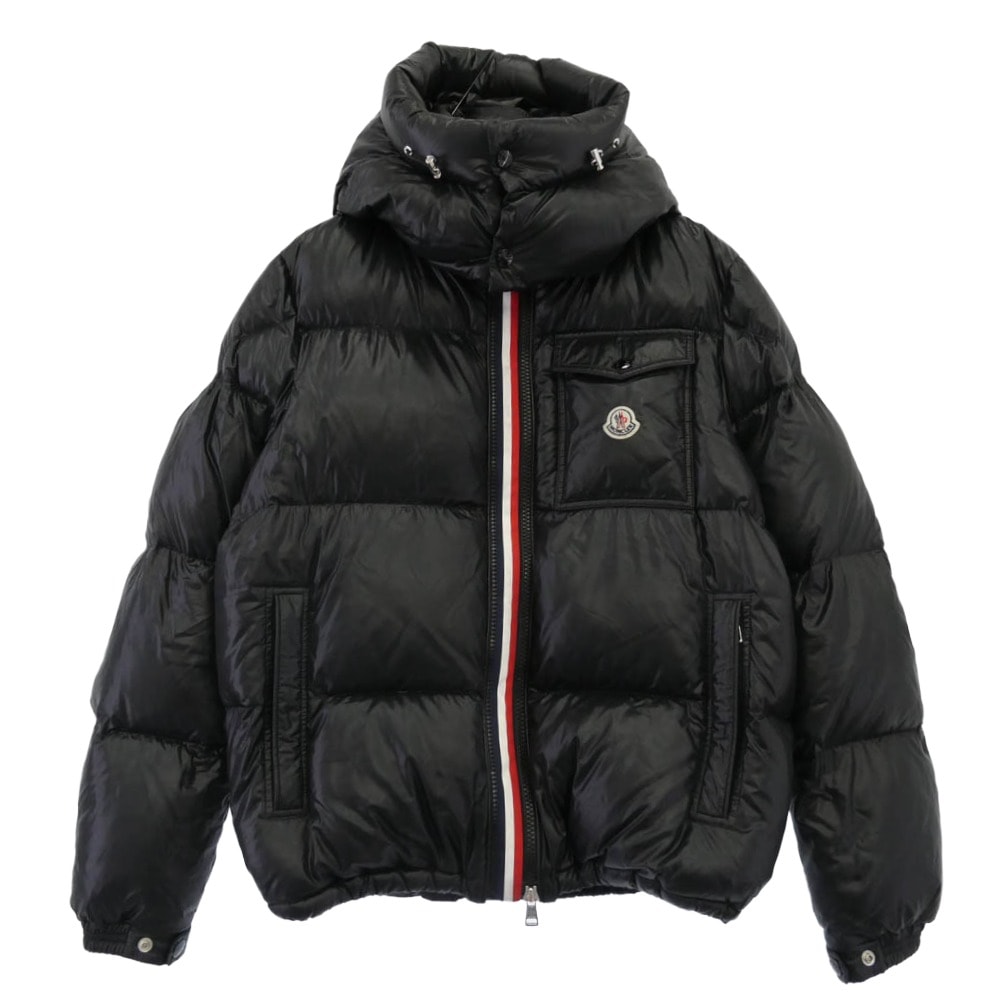MONCLER モンクレール ダウンジャケット 24AW J20911A51X00 68950 MONTBELIARD モンベリアル ワッペン付 トリコロールライン フーデッド ダウンジャケット ブラック系 4【中古】