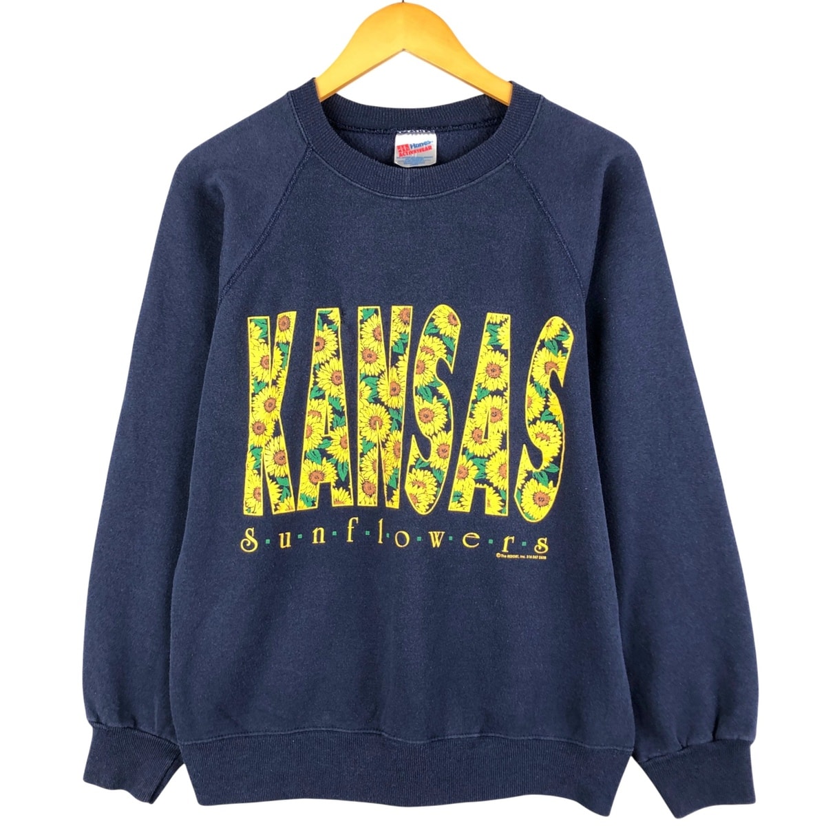 古着 90年代 ヘインズ Hanes ACTIVEWEAR 花柄 ひまわり柄 プリントスウェットシャツ トレーナー USA製 メンズL相当 ヴィンテージ/eaa593036