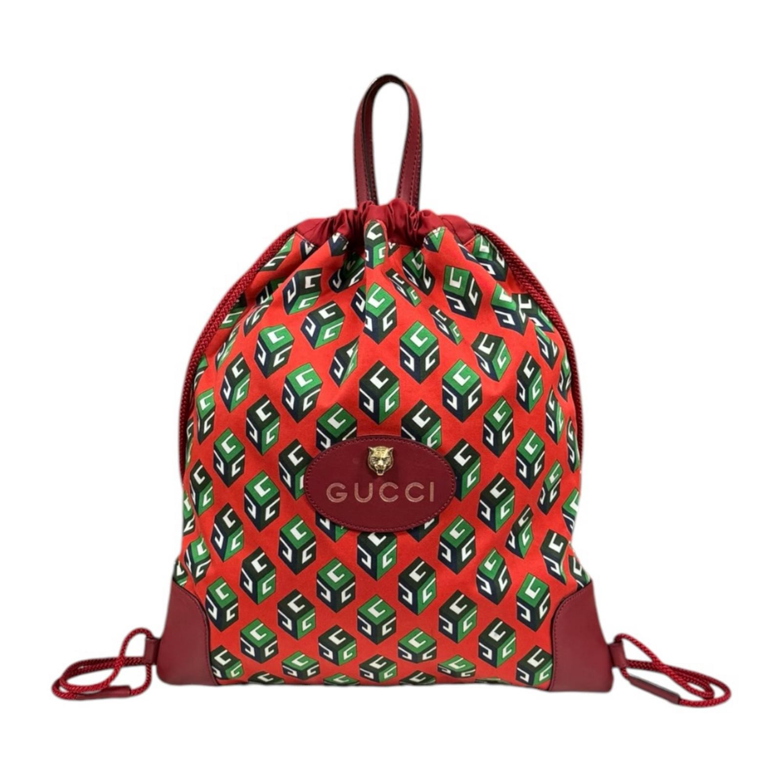 グッチ キューブプリント ドローストリングバッグ リュック・デイパック キャンバス 473872 レディース GUCCI  中古