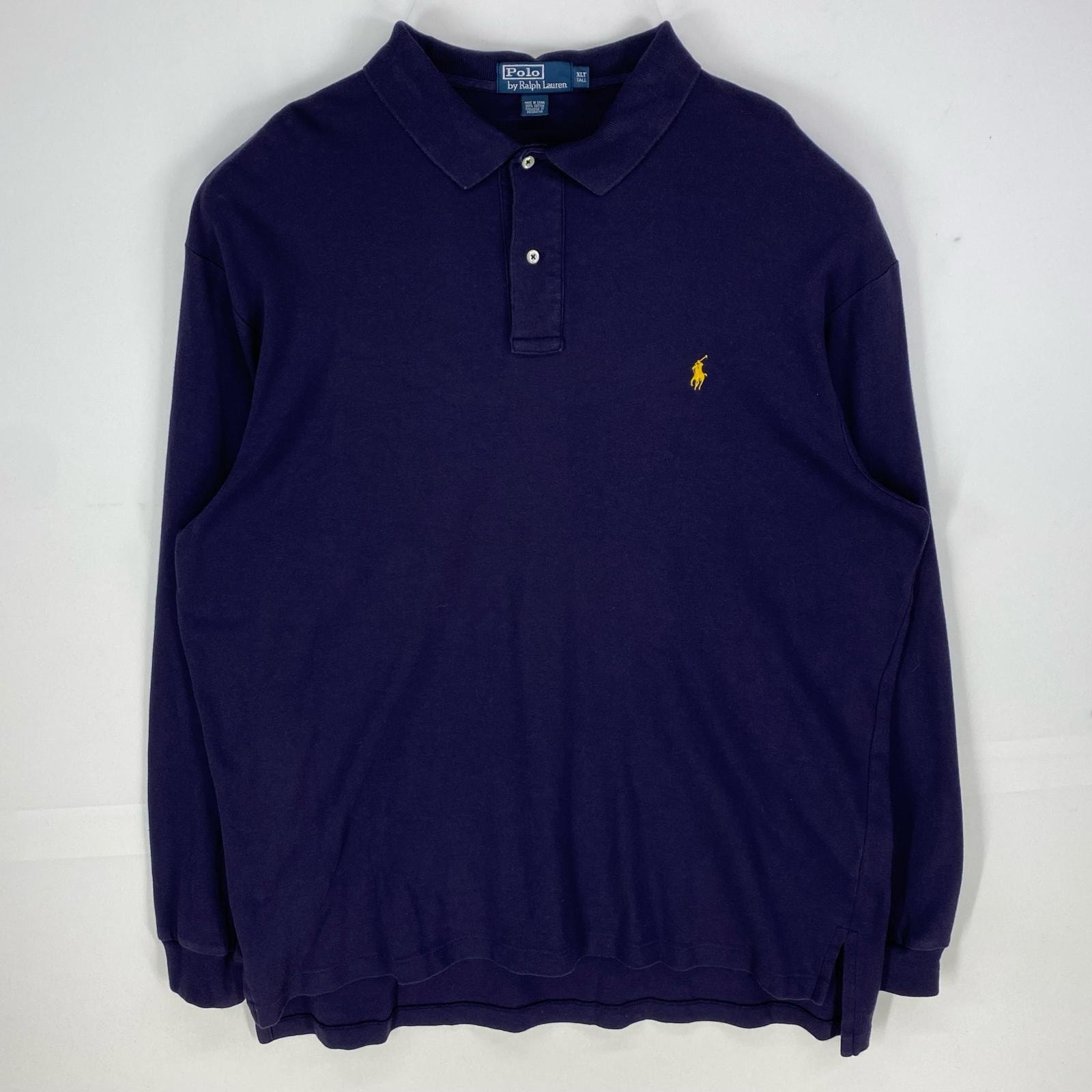古着 ポロバイラルフローレン Polo by Ralph Lauren 長袖シャツ ワンポイント ポニー 大きいサイズ XLT  ネイビー系 メンズ