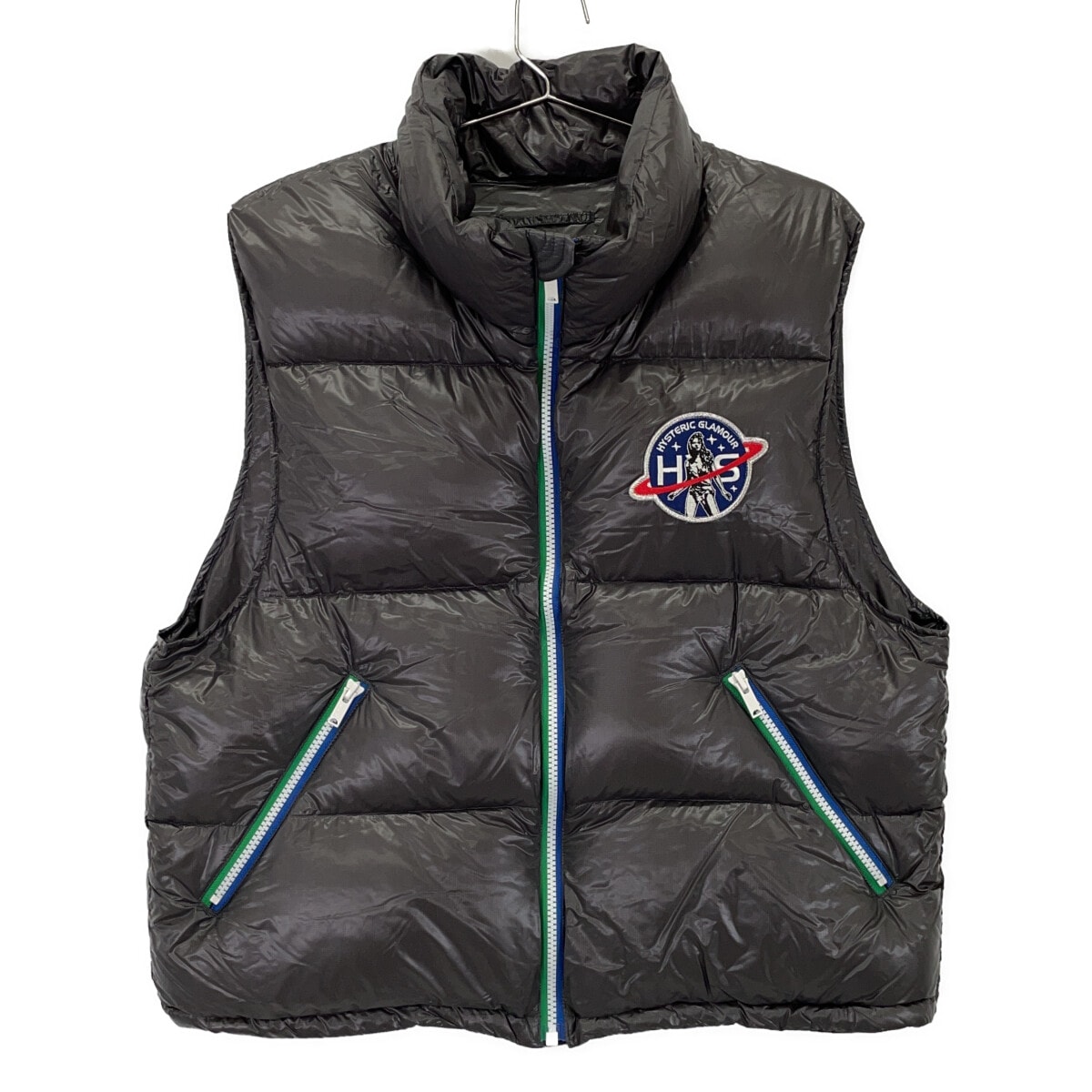 ヒステリックグラマー CREW PATCHアップリケ スタンドカラーダウンベスト 01223AV01 F