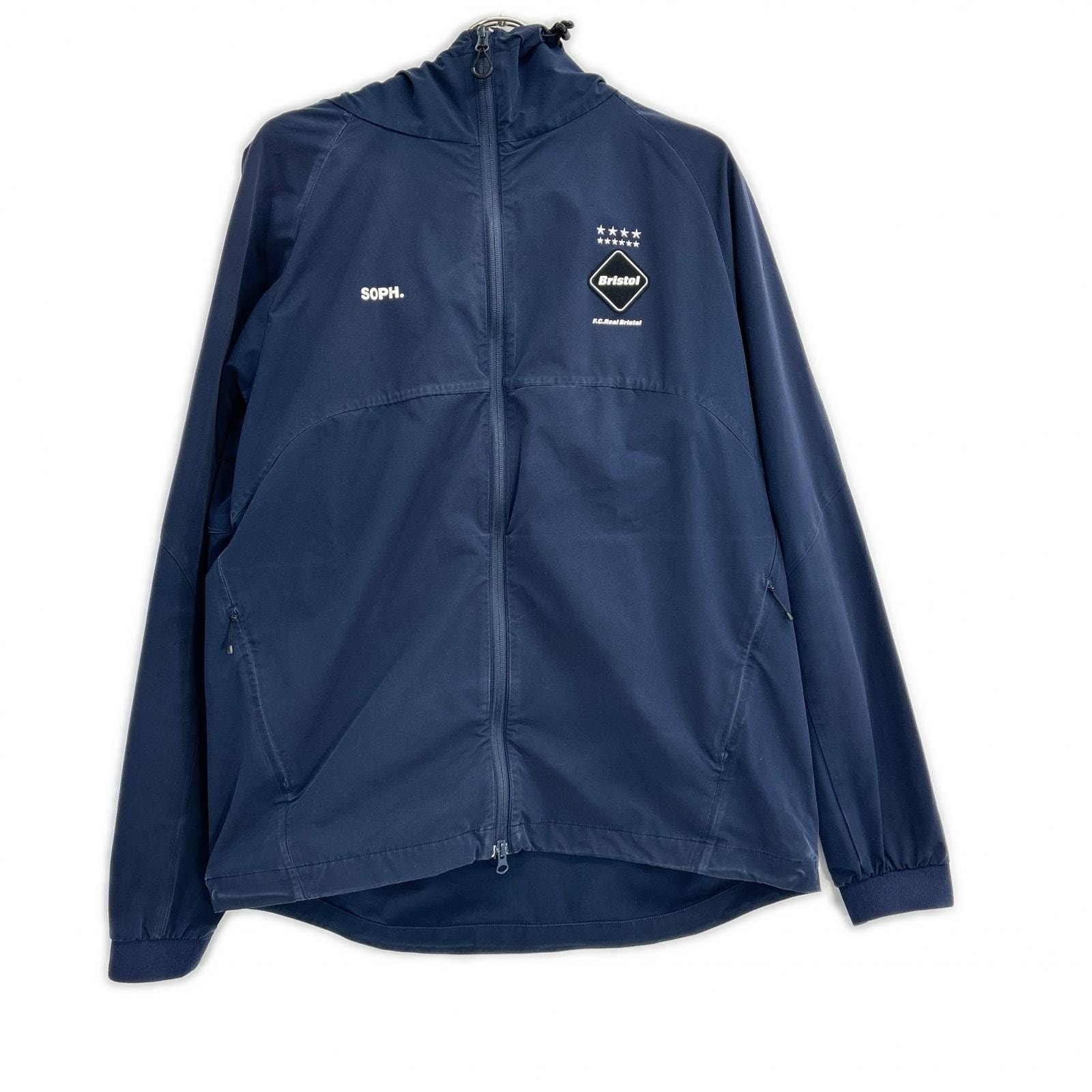 エフシーリアルブリストル FCRB-212041 ネイビー×ホワイト ポリエステル バックロゴ VENTILATION TRACK JACKET XL