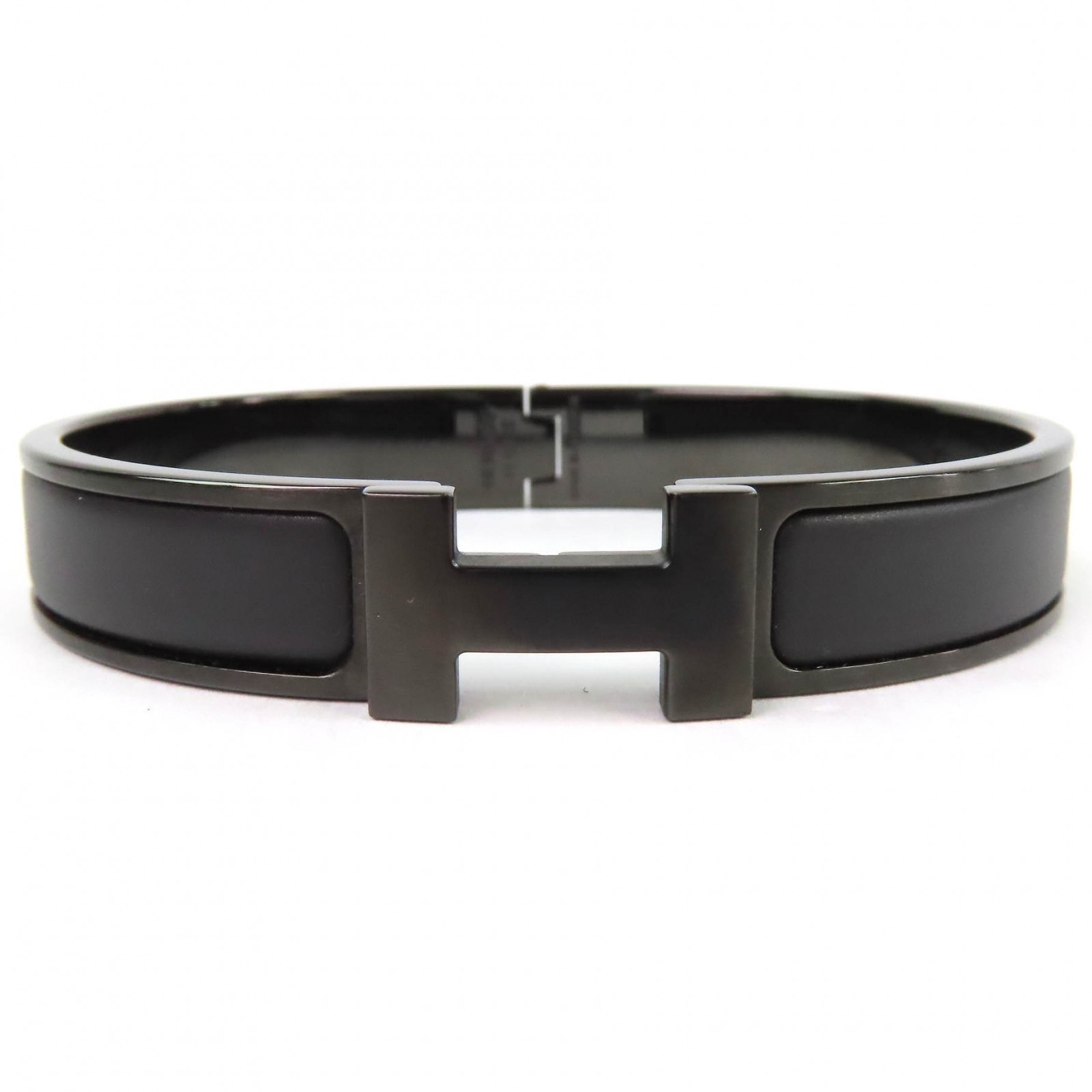 極美品 エルメス エナメルブレスレット クリックHH ソーブラック ブラック