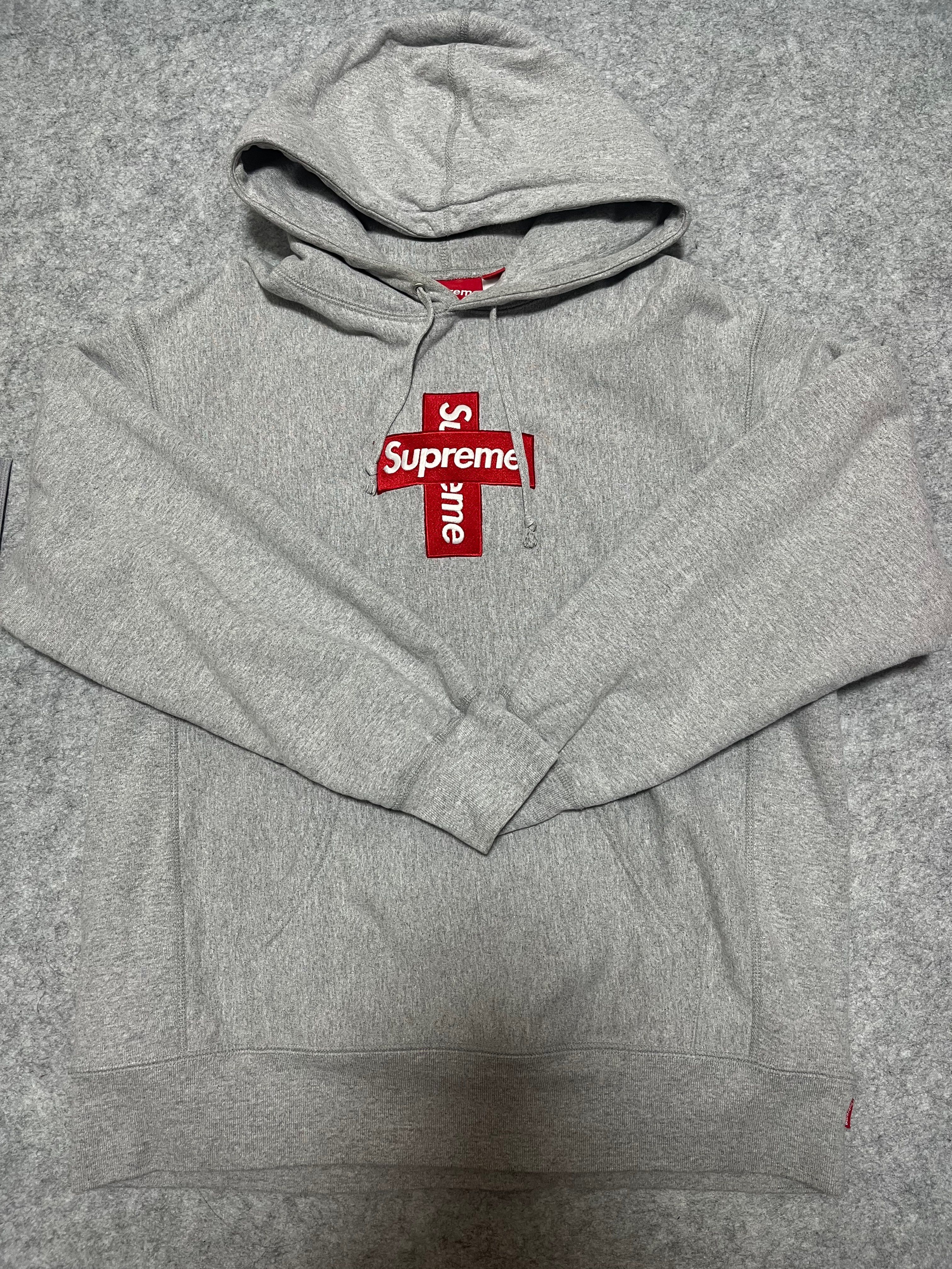 Supreme Cross Box Logo Hooded Sweatshirt "Grey"