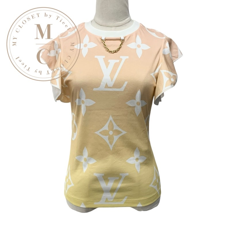 ルイヴィトン LOUIS VUITTON サンライズモノグラム トップス コットン オレンジ系 未使用 グラデーション Tシャツ