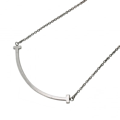 【6jdb0263】ティファニー ネックレス Tスマイル スモール K18WG ホワイトゴールド【中古】レディース