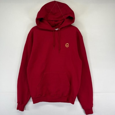 古着 チャンピオン Champion パーカー ワンポイントロゴ刺繍 フーディー プルオーバー スウェット S レッド系 メンズ