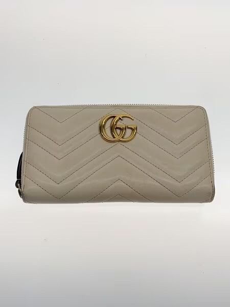 GUCCI GG Marmont Matelasse Zip Around Wallet "Light Grey"