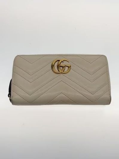 GUCCI GG Marmont Matelasse Zip Around Wallet "Light Grey"