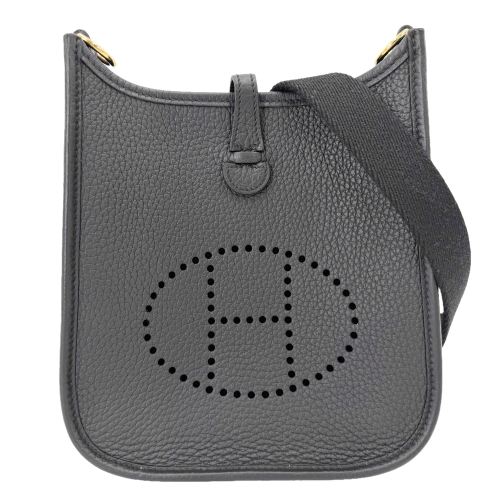 HERMES エルメス ショルダーバッグ エヴリン16ミニ TPM 肩掛け 斜め掛け Evelyne W刻印 レザー    ブラック 黒 ゴールド金具 レディース 美品 2024年【中古品】