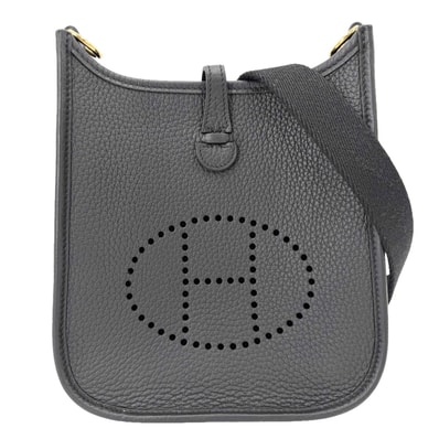 HERMES エルメス ショルダーバッグ エヴリン16ミニ TPM 肩掛け 斜め掛け Evelyne W刻印 レザー ブラック 黒 ゴールド金具 レディース 美品 2024年【中古品】