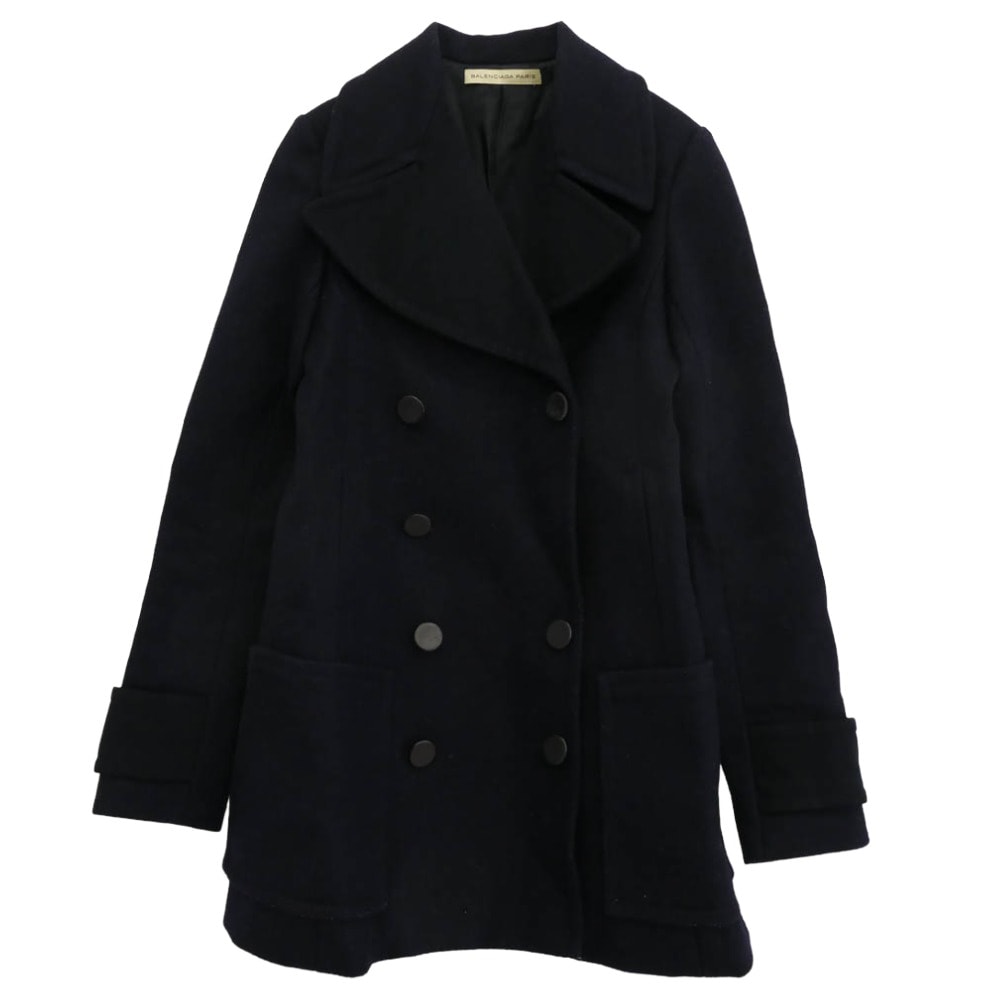 BALENCIAGA バレンシアガ コート 328030-TDJB2 ダブル ピーコート ブラック系 34【中古】