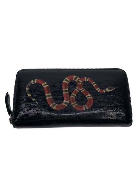 GUCCI Kingsnake Print Zip Around Wallet "Black"