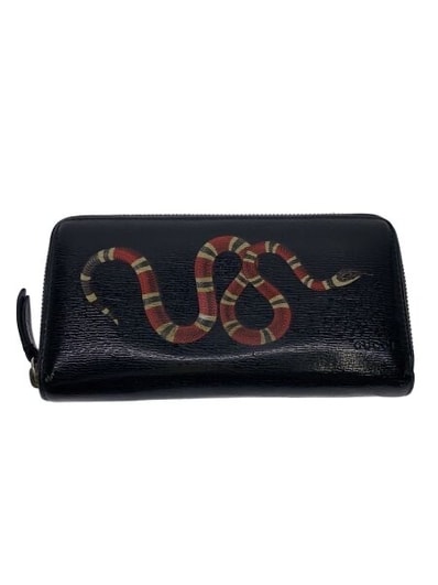 GUCCI Kingsnake Print Zip Around Wallet "Black"