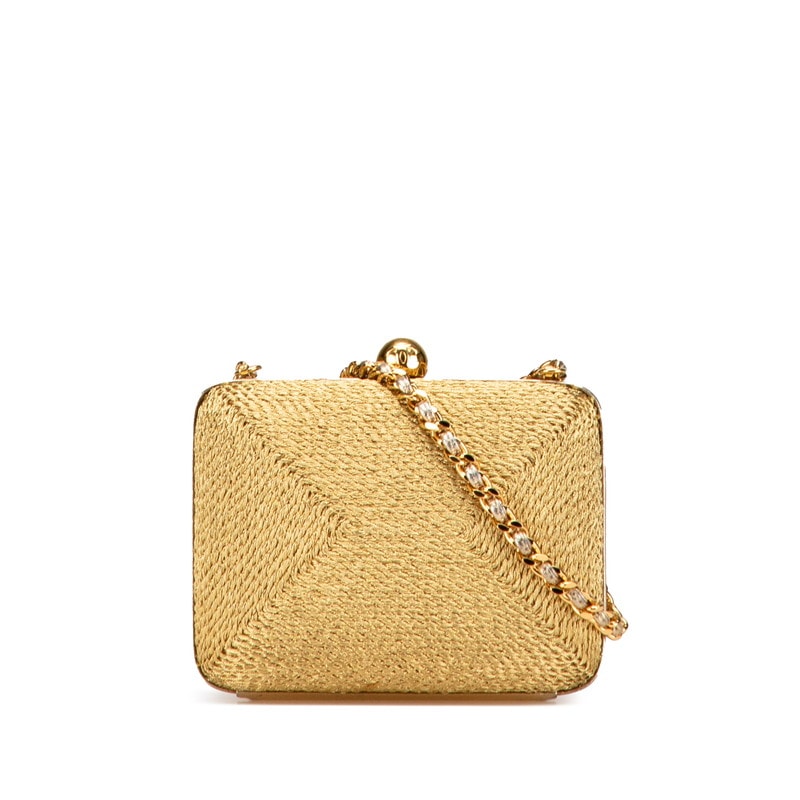 シャネル ココマーク チェーン ワンショルダーバッグ ゴールド グリッターキャンバス レザー レディース CHANEL 【中古】