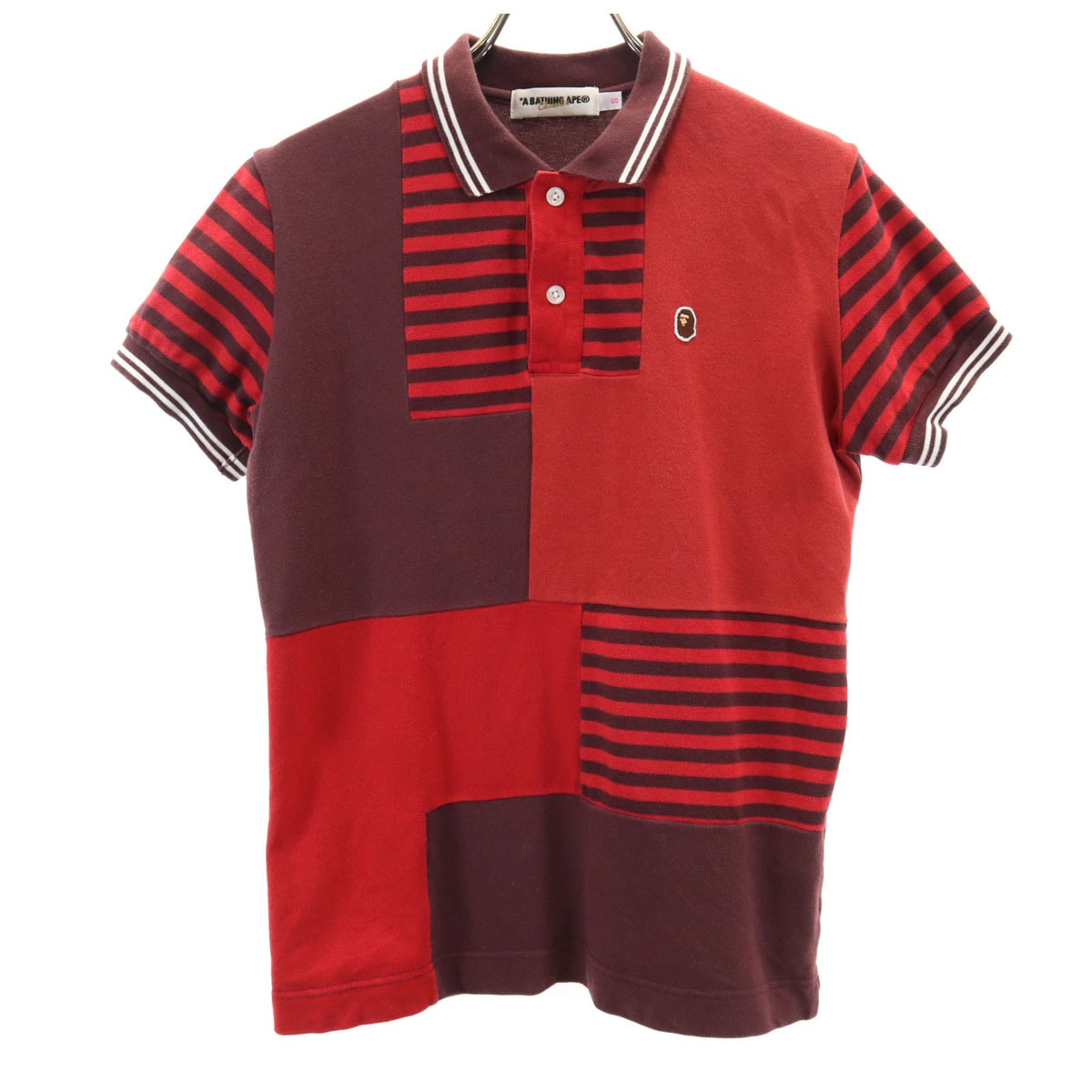 A BATHING APE アベイシングエイプ 日本製 半袖 ポロシャツ S ボルドー系 CLASSICS 鹿の子地