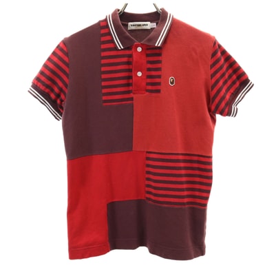 A BATHING APE アベイシングエイプ 日本製 半袖 ポロシャツ S ボルドー系 CLASSICS 鹿の子地