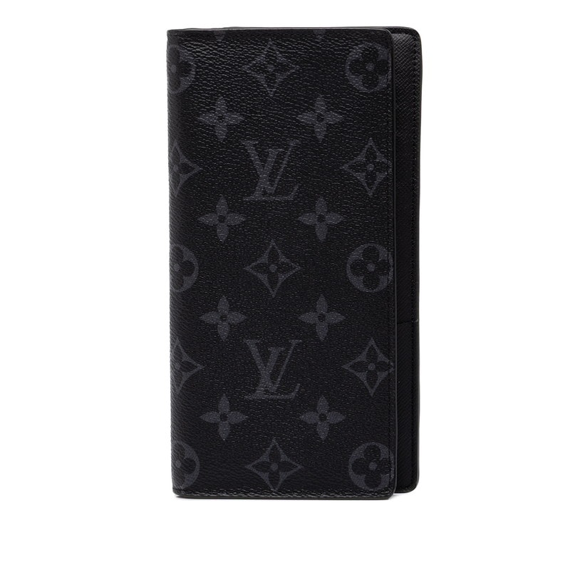 ルイ ヴィトン モノグラム エクリプス ポルトフォイユ ブラザ 長財布 M61697 ブラック PVC レザー メンズ LOUIS VUITTON 中古