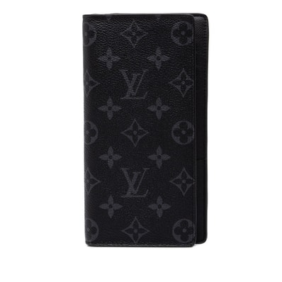 ルイ ヴィトン モノグラム エクリプス ポルトフォイユ ブラザ 長財布 M61697 ブラック PVC レザー メンズ LOUIS VUITTON 中古