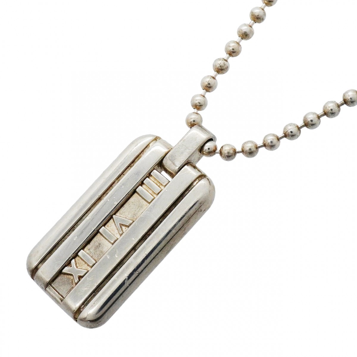【6jgb0313-k】ティファニー ネックレス アトラス プレート/ボールチェーン シルバー925【中古】レディース