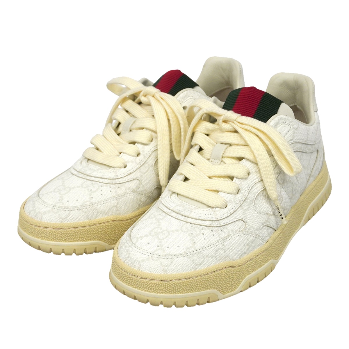 【6aph048】グッチ スニーカー 36.5 リウェブ PVC ホワイト ローカット【中古】レディース