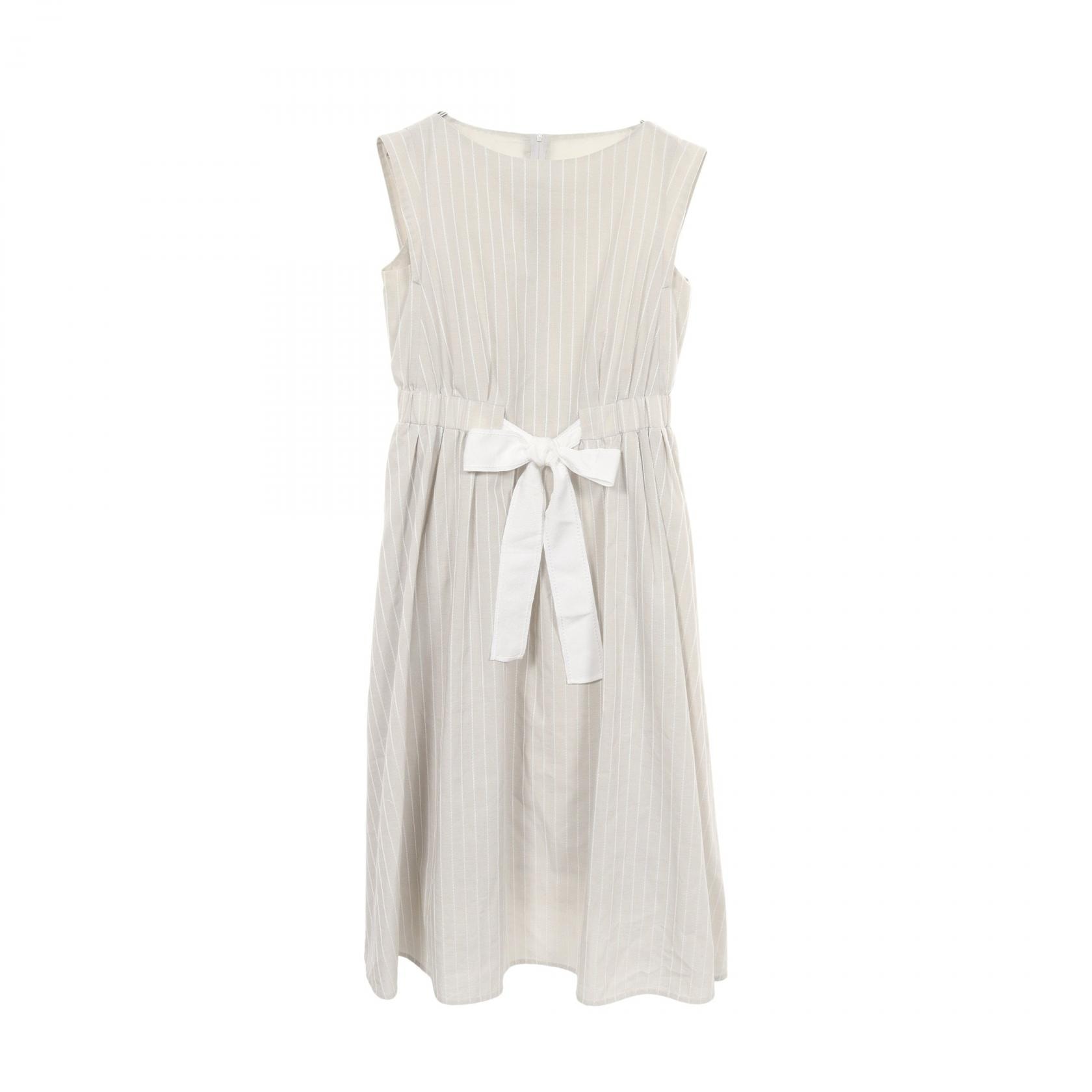 フォクシー FOXEY Jasmine Flare ジャスミンフレア ストライプ ノースリーブ ワンピース 衣料品 トップス コットン ポリエステル レディース グレー系 / ホワイト系 42857 【中古】