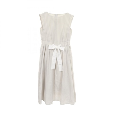 フォクシー FOXEY Jasmine Flare ジャスミンフレア ストライプ ノースリーブ ワンピース 衣料品 トップス コットン ポリエステル レディース グレー系 / ホワイト系 42857 【中古】