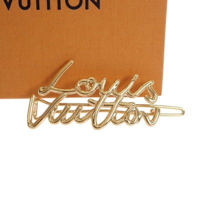 ルイヴィトン LOUIS VUITTON バレッタ・LVスクリプト ヘアピン M03251 バレッタ GP ゴールド レディース【中古】【Aランク】