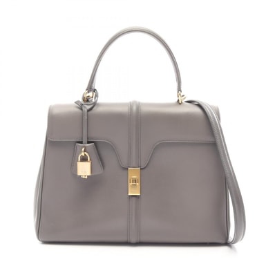 セリーヌ CELINE 16 セーズ ミディアム 2WAY ハンドバッグ バッグ レザー レディース グレー系 【中古】