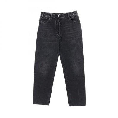 シャネル CHANEL カメリアボタン付き デニムパンツ 衣料品 ボトムス コットン レディース ブラック系 【中古】