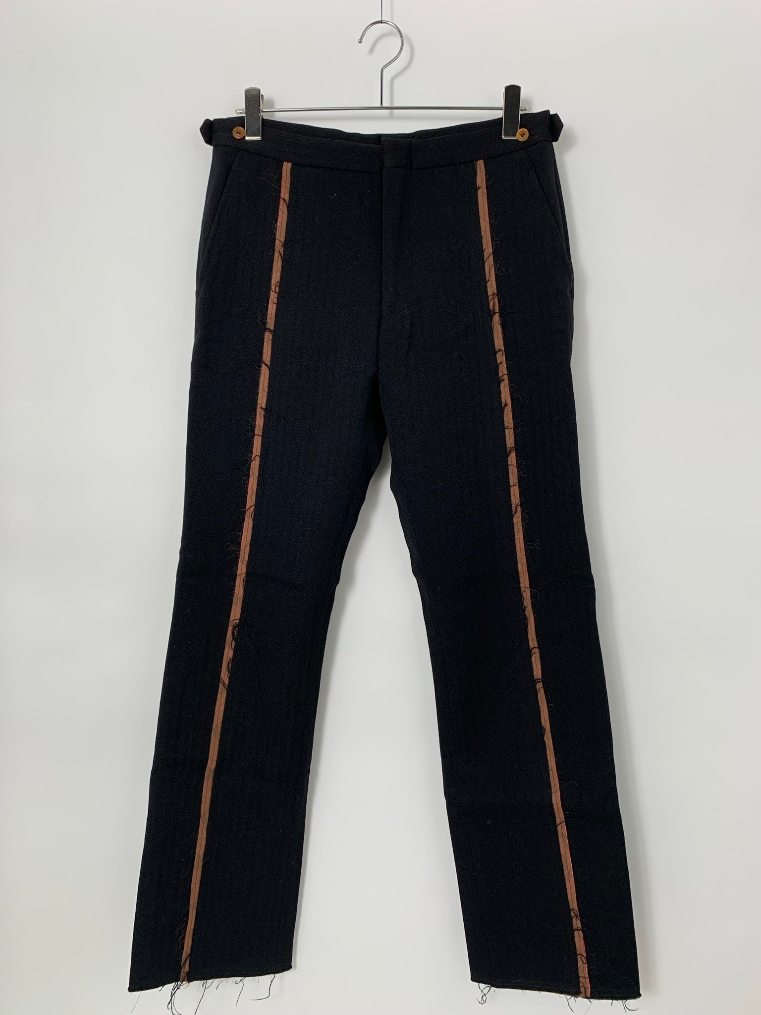 COMME des GARCONS HOMME PLUS Brown line frayed slacks Black