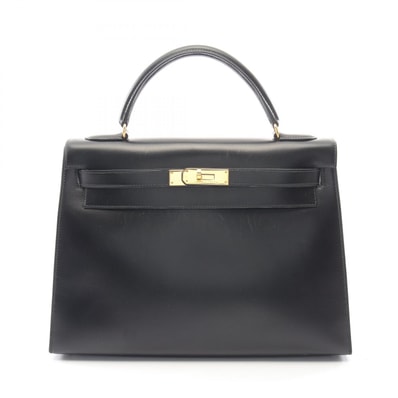 エルメス HERMES ケリー32 外縫い 2WAY ハンドバッグ バッグ カーフ(牛革) ボックスカーフ ○U刻印(1991年製造) レディース ブラック系 【中古】