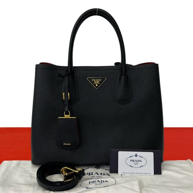 PRADA プラダ ドゥ―ブル 三角ロゴ レザー ショルダーバッグ ブラック
029-2