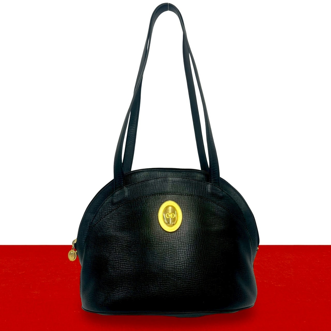 Christian Dior ディオール CD ロゴ 金具 レザー トートバッグ ブラック
 34338