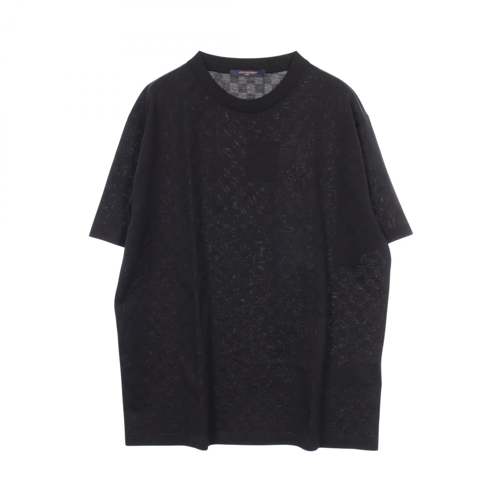 ルイ・ヴィトン LOUIS VUITTON ダミエ ロゴ刺繍 半袖Tシャツ 衣料品 トップス コットン メンズ ブラック系 RM242MQ JUV HRY40W 【中古】