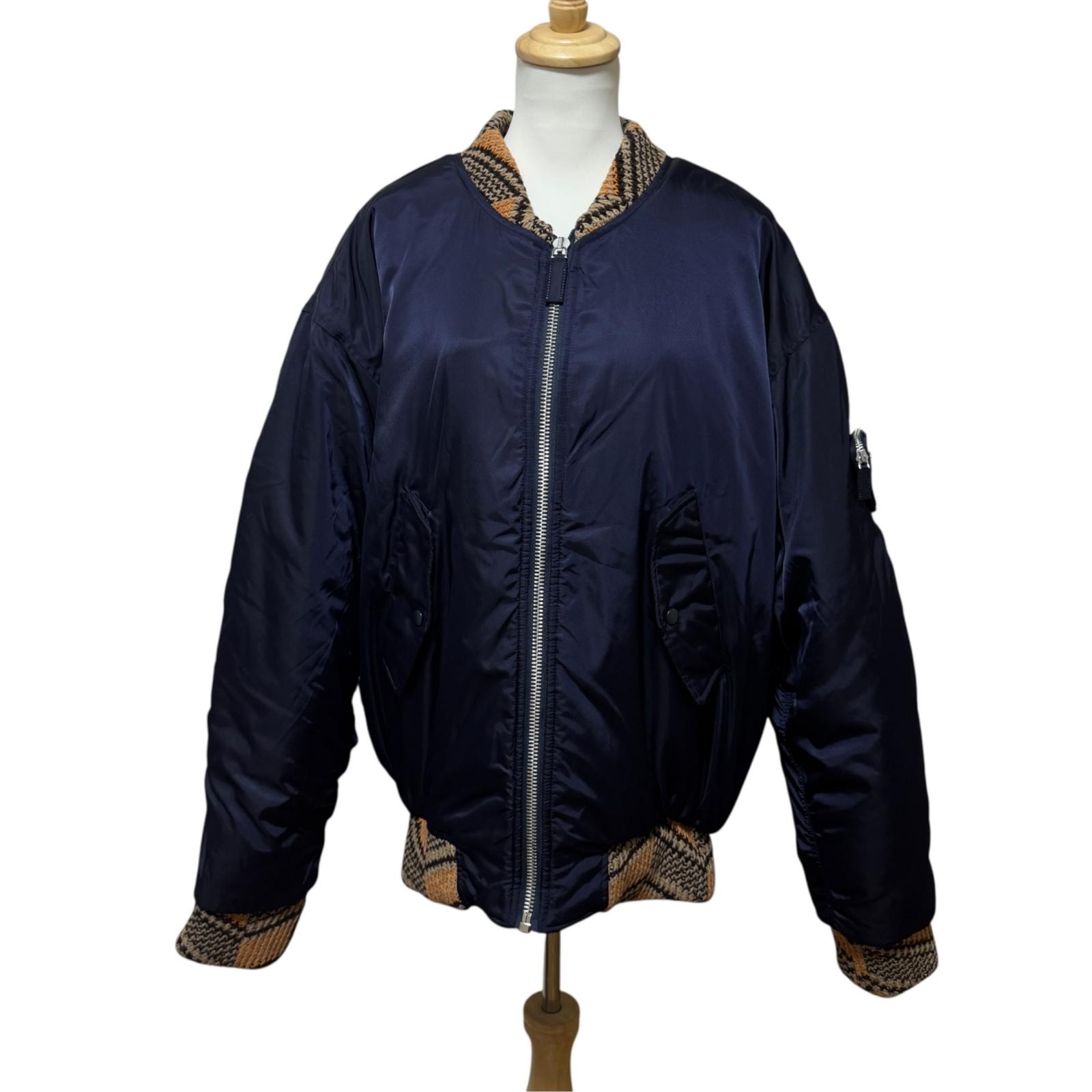 プラダ PRADA 21AW Re-Nylon ニットボンバージャケット ラフシモンズ M メンズ 大きめ