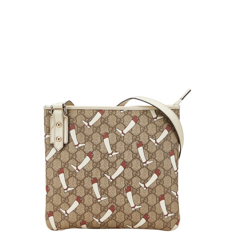 グッチ GGスプリーム ブーツ柄 斜め掛け ショルダーバッグ 257246 ベージュ マルチカラー PVC レザー レディース GUCCI 【中古】