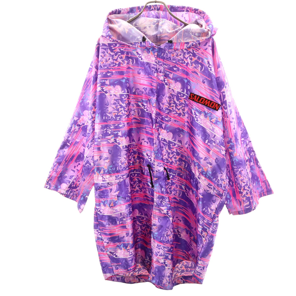 SALOMON サロモン 日本製 総柄 ポンチョ F パープル系 収納袋付き